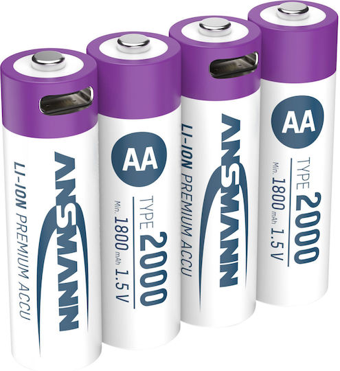 Ansmann Baterii Reîncărcabile AA Li-ion 1800mAh 1.5V 4 Bucăți