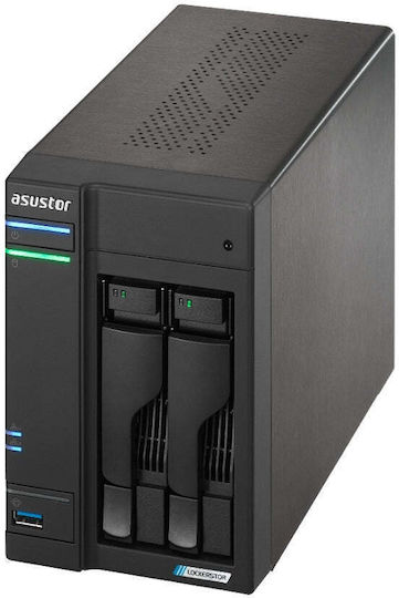 Asustor Lockerstor 2 Gen2 (AS6702T) NAS Tower με 2 θέσεις για HDD/M.2/SSD και 2 θύρες Ethernet