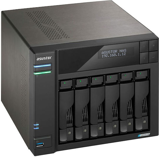 Asustor Lockerstor 6 Gen2 (AS6706T) NAS Tower με 6 θέσεις για HDD/M.2/SSD και 2 θύρες Ethernet