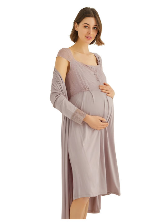 Monamise Nightgown Maternity & Nursing Gray