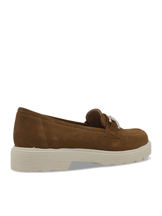 Δερμάτινα Γυναικεία Loafers σε Καφέ Χρώμα