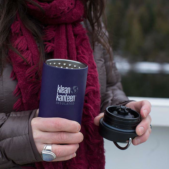 Klean Kanteen Thermos Bottle Stainless Steel BPA Free 355ml TKWide Brushed Stainless With Loop And Straw