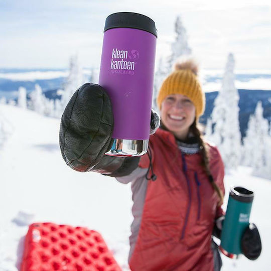 Klean Kanteen Thermos Bottle Stainless Steel BPA Free 355ml TKWide Brushed Stainless With Loop And Straw