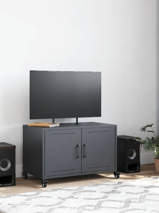 Stand TV Metalic Cu Roți Antracit L68xA39xÎ43.5cm