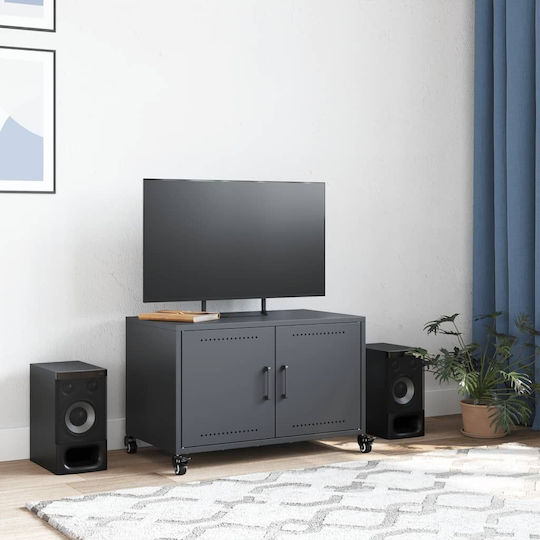 TV-Ständer Metall mit Rädern Anthrazit M68xT39xH43,5cm