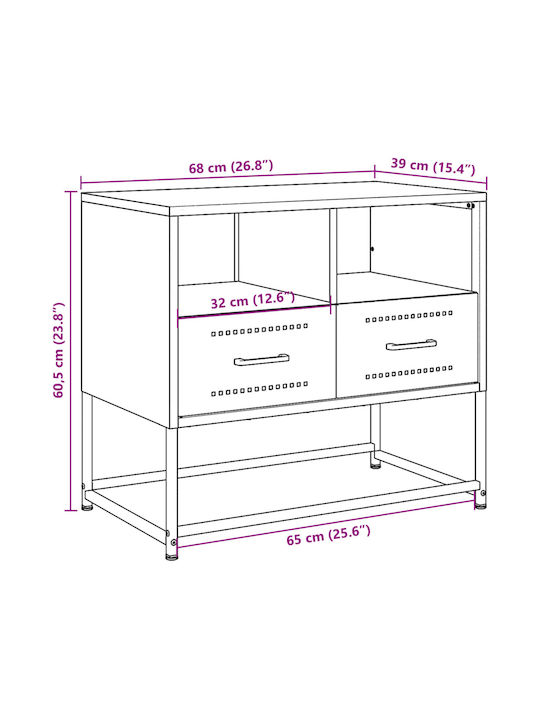 Metal TV Stand Mustard Yellow M68xD39xH60.5cm