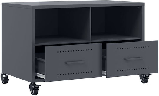 TV-Ständer Aus Metall Mit Rädern Anthrazit M68xT39xH43,5cm
