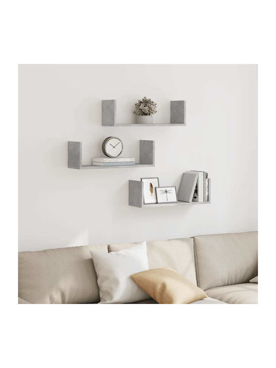 Shelves Wall Gray 3pcs 58x18x18cm