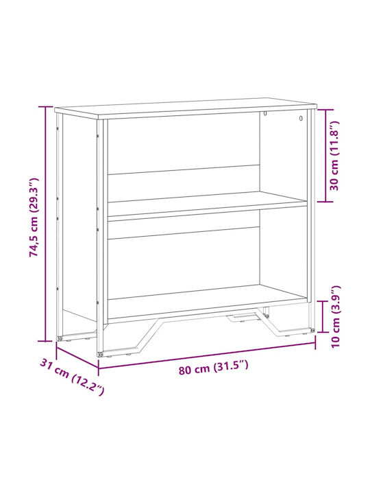 Grey Bookcase 80x31x74.5cm