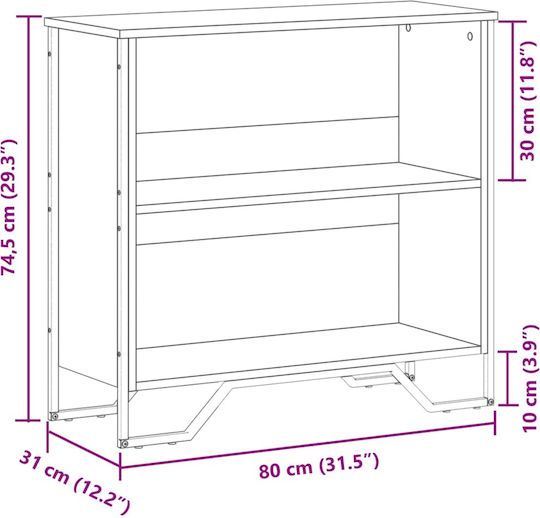 Grey Bookcase 80x31x74.5cm