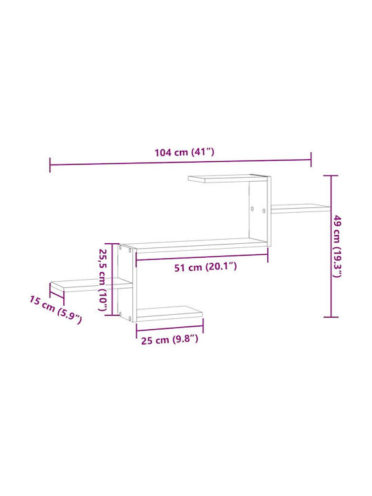 Ράφι Τοίχου Καφέ 104x15x49εκ.