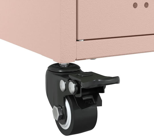 Metal Pink Office Cabinet 100.5x39x72cm