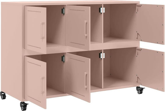 Metal Pink Office Cabinet 100.5x39x72cm