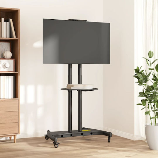 vidaXL 379578 Βάση Τηλεόρασης Δαπέδου με Βραχίονα Μαύρο
