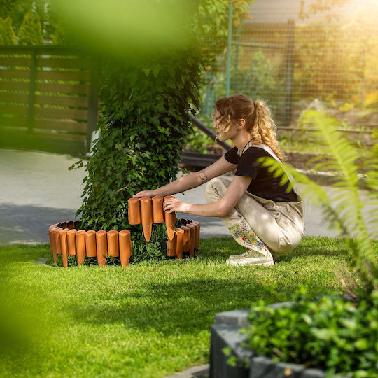 Kadax Garden Edging Border Fence 2.5m Lawn Edging Terracotta Plastic