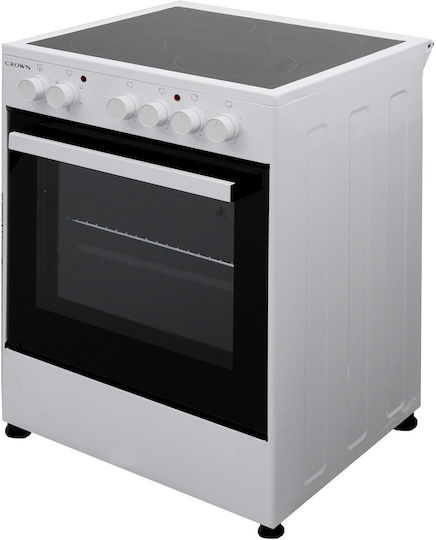 Crown Stove 65L With Ceramic Hobs W57cm White