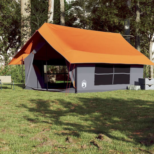 vidaXL Σκηνή Camping Γκρι για 5 Άτομα 353x248x210εκ. Γκρι/Πορτοκαλί