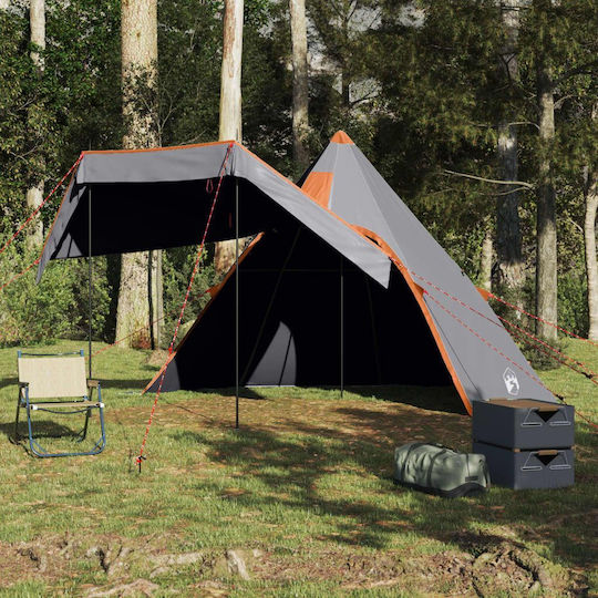 vidaXL Camping Tent Teepee Gray for 5 People 366x366x205cm