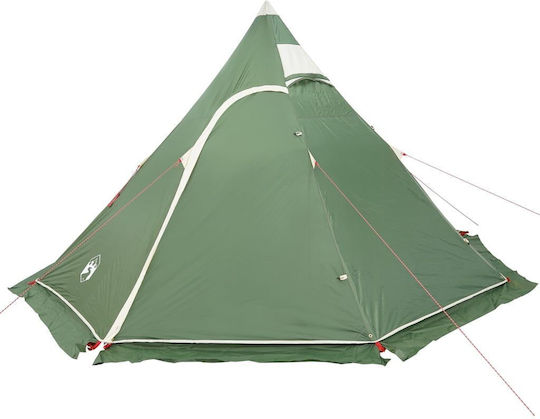vidaXL Σκηνή Camping Teepee Πράσινη για 5 Άτομα 366x366x205εκ.