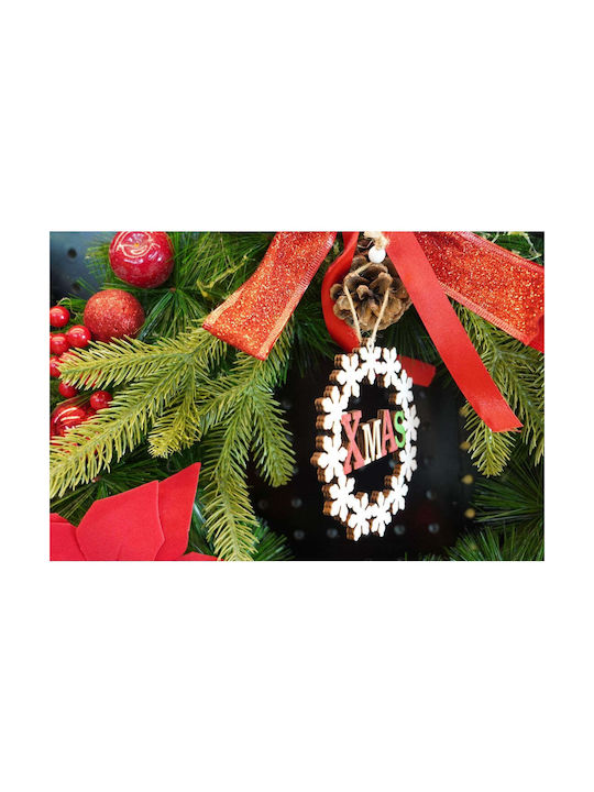 Hanging Ornament Wreath Wooden Multicolour 12x12cm