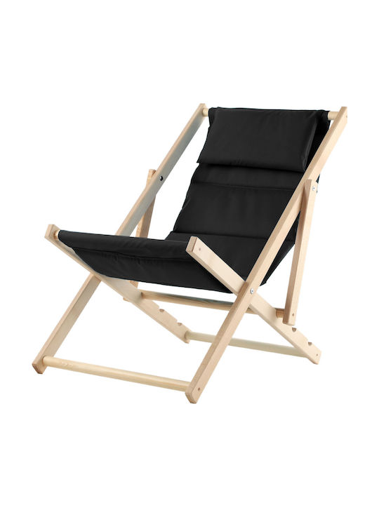Deckchairs Wooden with Black Fabric