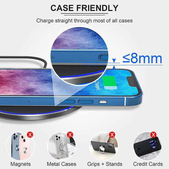 Techsuit Wireless Charger (Qi Pad) 15W Whites (CHWR031)