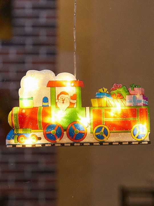 Beleuchtet Weihnachtliche Glas Figur Zug Weiß Höhe 26cm