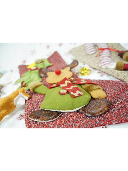 Weihnachtliche Dekorative Socke mit Τάρανδο L45xB20cm. Rot
