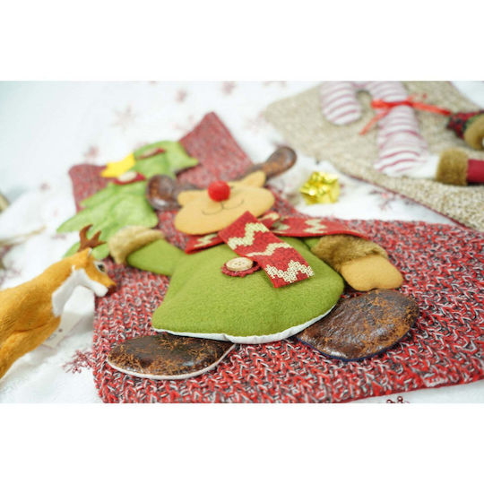 Șosetă Decorativă de Crăciun cu Ren L45xl20cm. Roșie
