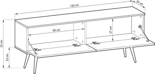 Έπιπλο Τηλεόρασης Oro Μπεζ Μ135xΠ32xΥ53cm