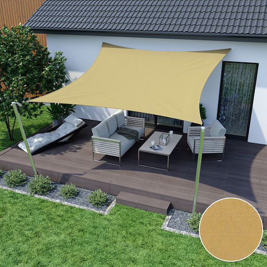 AIO Factory Pătrat Umbrela Sail Bej cu acoperire PVC 5x5m
