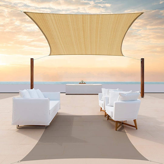 AIO Factory Pătrat Umbrela Sail Bej cu acoperire PVC 3x3m