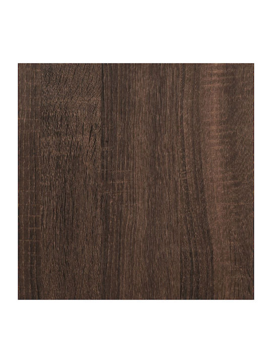 Square Side Table Glass Brown Oak M50xL50xH41cm