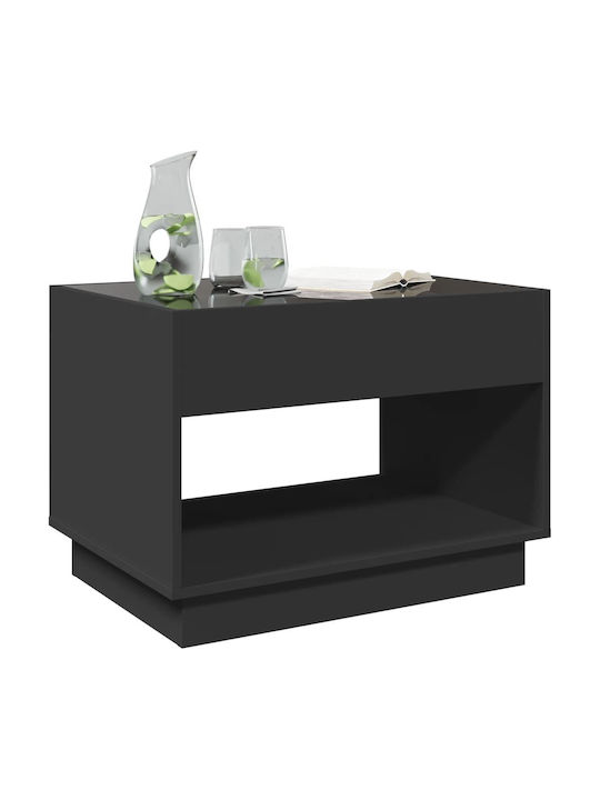 Masă Laterală Rectangulară Neagră Din Sticlă M70xL50xÎ50cm
