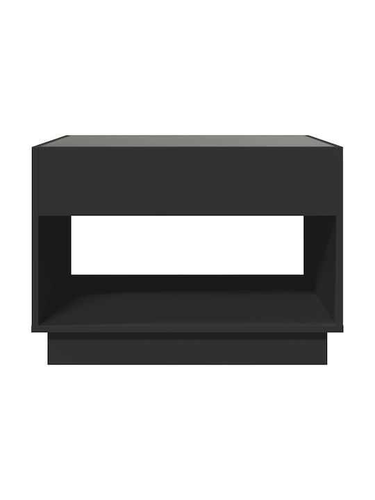 Masă Laterală Rectangulară Neagră Din Sticlă M70xL50xÎ50cm