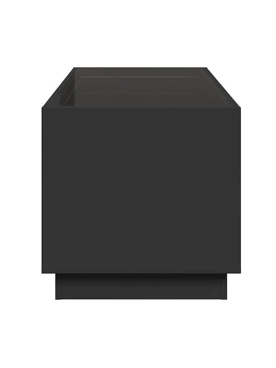 Masă Laterală Rectangulară Neagră Din Sticlă M70xL50xÎ50cm