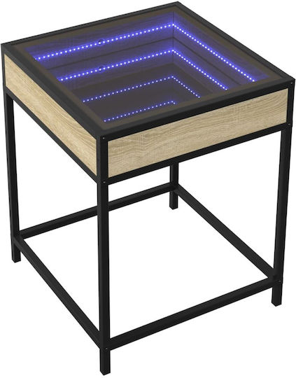 Square Glass Side Table Sonoma Oak M40xW40xH51cm