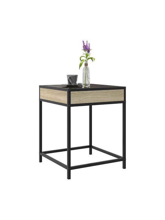 Square Glass Side Table Sonoma Oak M40xW40xH51cm