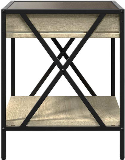 Τετράγωνο Βοηθητικό Τραπεζάκι Γυάλινο Καφέ Μ40xΠ40xΥ49εκ.