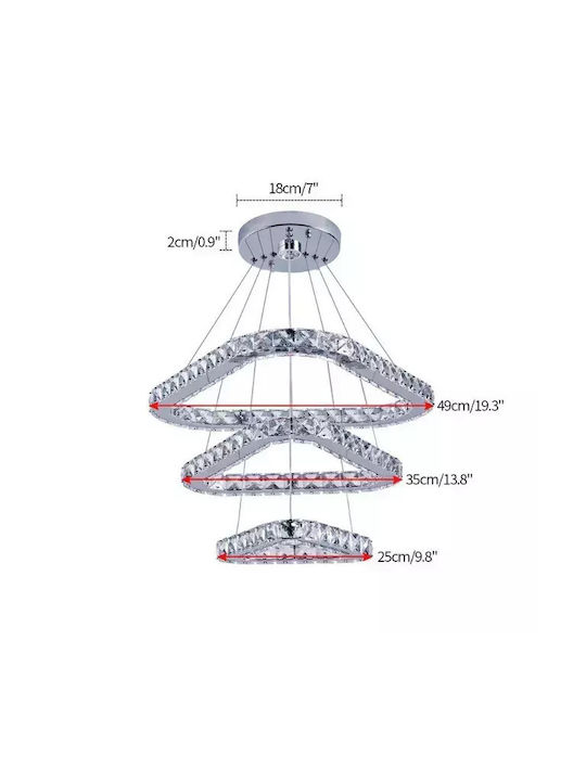 Crystal Chandelier Led Lighting Modern Design 3laps 59x35x25cm Cool White