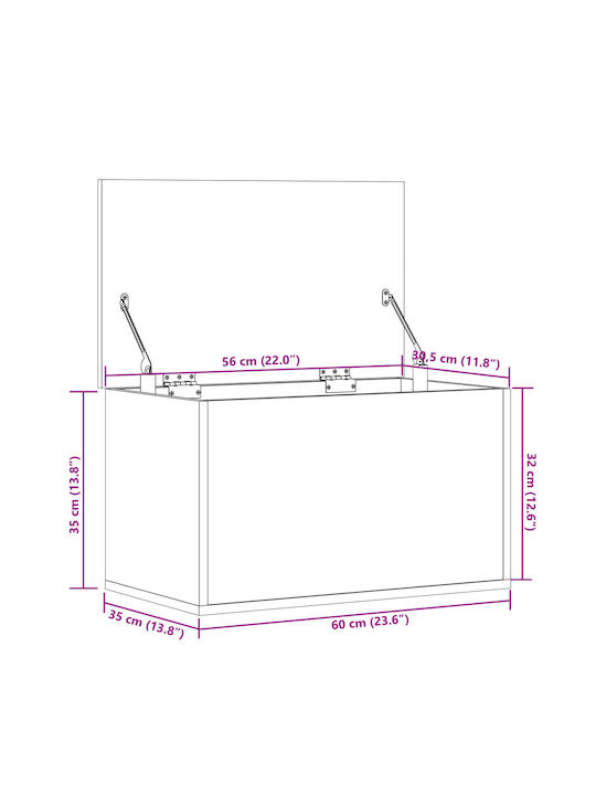 vidaXL Wooden Storage Box with Lid White 60x35x35cm 1pcs