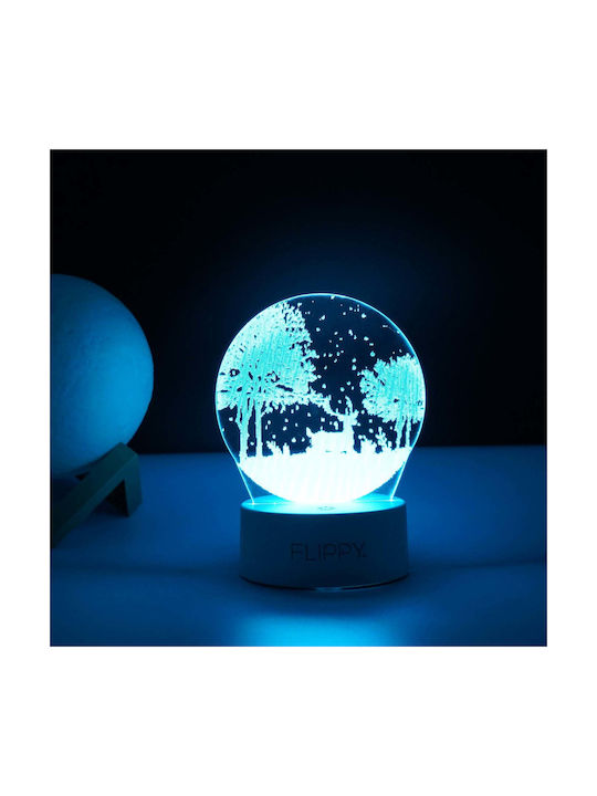 Dekorative LED-Lampe Flippy 3D Winterlandschaft Fernbedienung Zwei Leistungsmodi USB Batterien 20 cm Höhe Aus Acrylmaterial Mehrfarbiges Licht Weiß