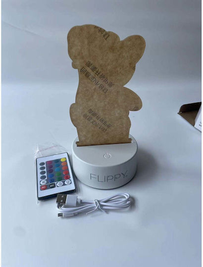 Led Decorative Lamp Flippy 3d Bear Hat Remote Control Two Power Modes Usb Batteries 20 Cm Height Made Acrylic Material Multicolor Light White