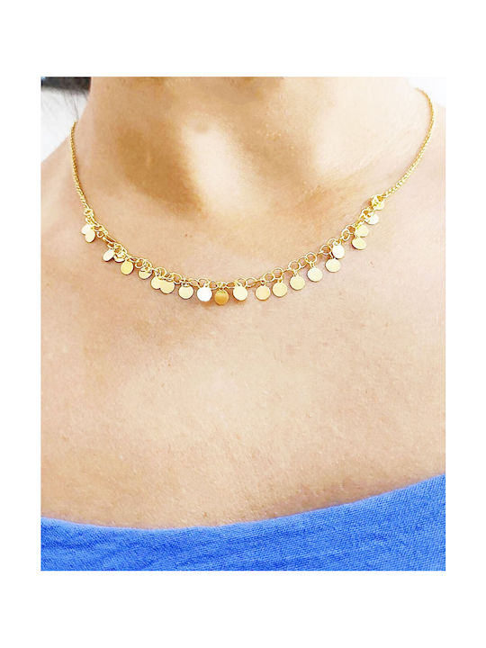 Gold-Plated Silver 925 Chain Necklace with Hanging Coins 01l05-01608