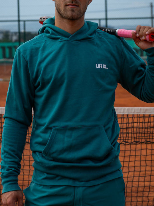 Φούτερ με Κουκούλα Dark Green