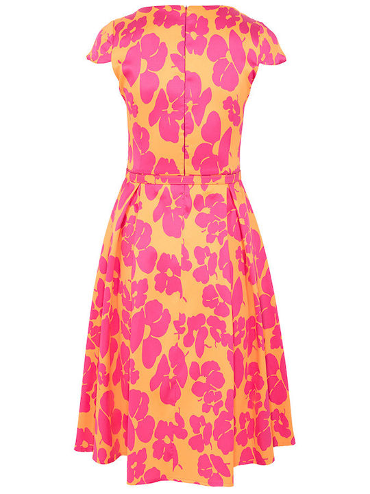 Forel Midi Dress Orange-fuchsia