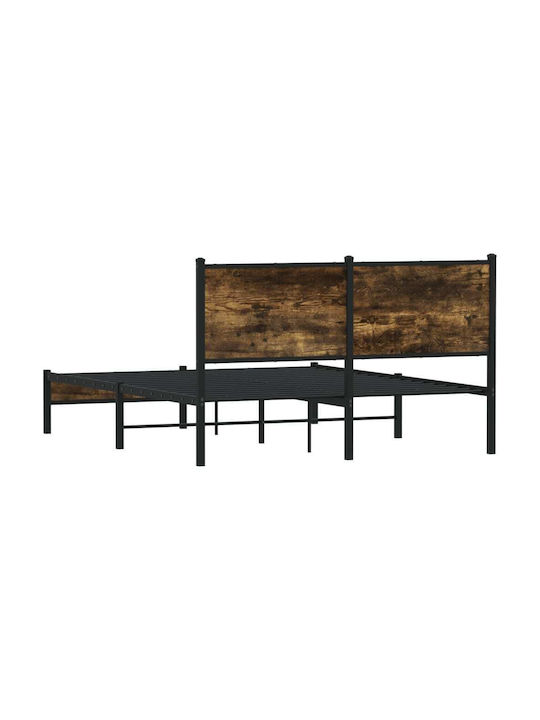 Doppelbett Aus Holz Braune mit Lattenrost Für Matratze 137x190cm