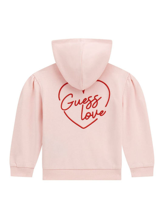 Guess Kids Sweatshirt Cardigan with Hood Pink