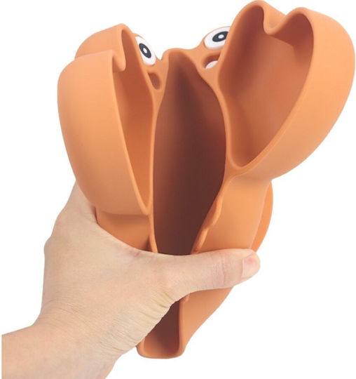 Queen Mother Baby Food Plate Crab made of Silicone Orange