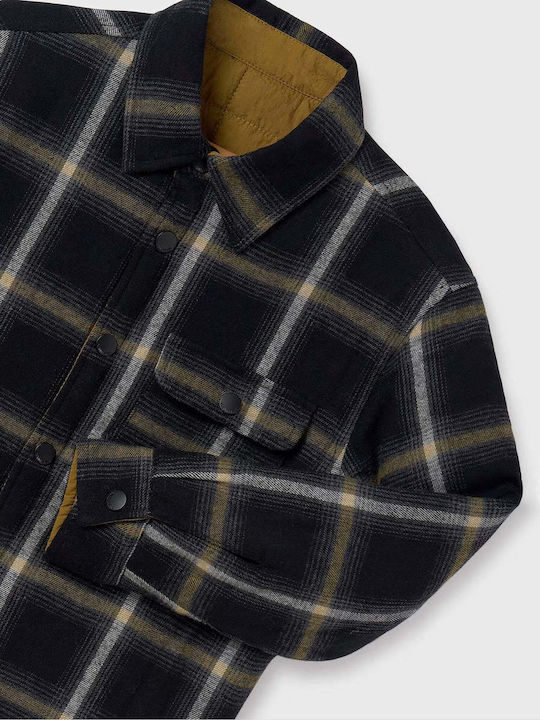 Kids Checked Shirt Long Sleeve Black